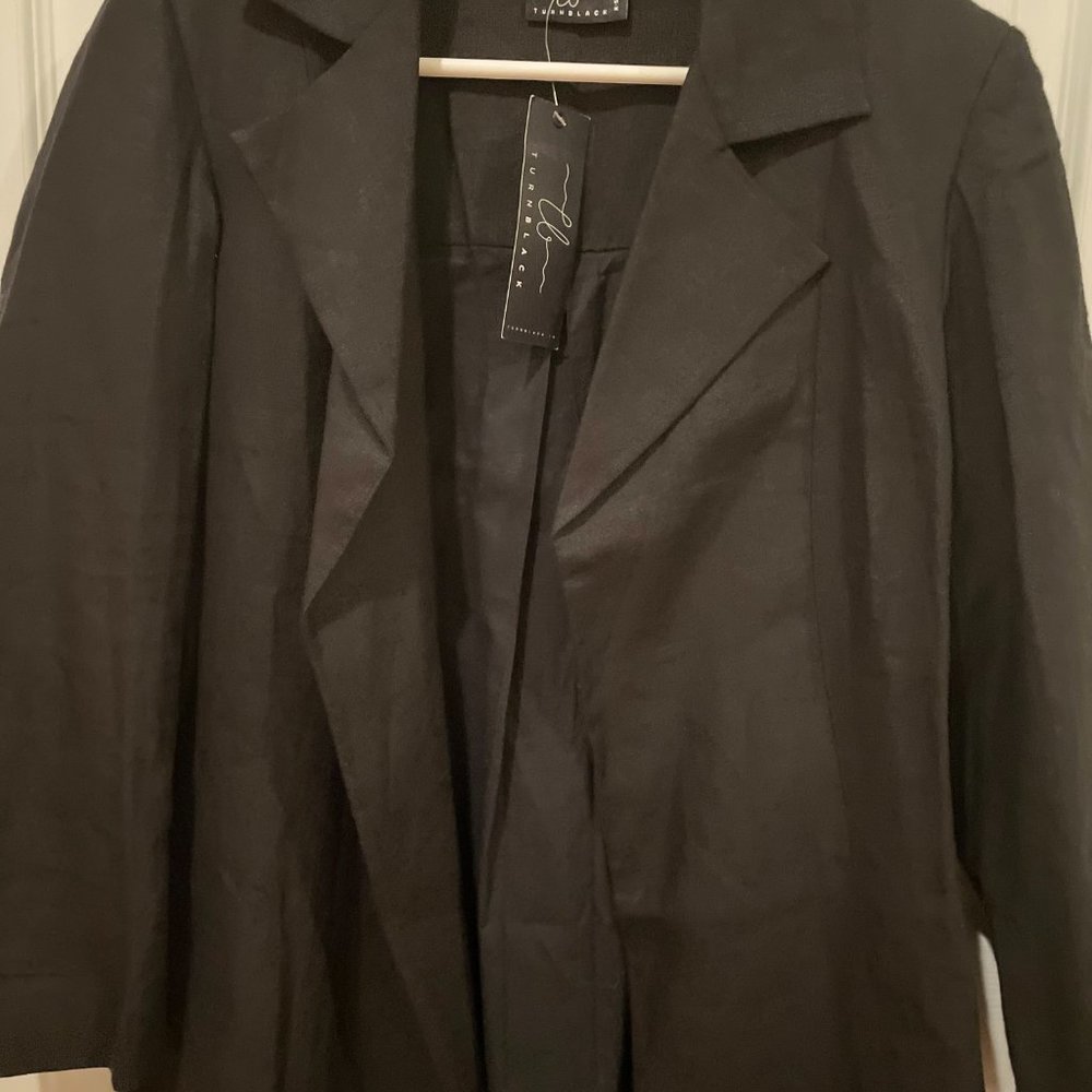 TURN BLACK LINEN JACKET - Picture 5 of 5